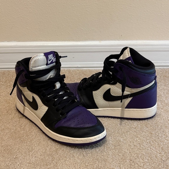 Jordan 1 High-Tops - Black, Purple, and White - Picture 1 of 6